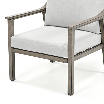 Set da conversazione in alluminio da 4 pezzi con tavolino e cuscini