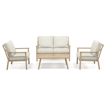 Set da conversazione in alluminio da 4 pezzi con tavolino e cuscini