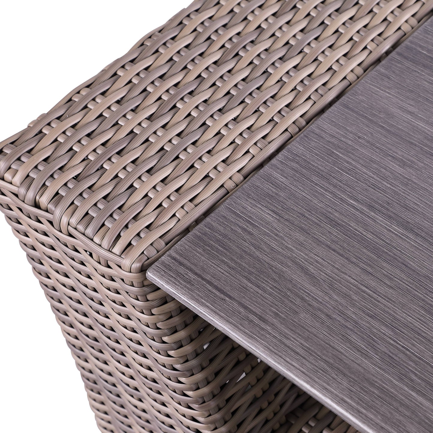 Set di divani rustici Manhattan in vimini da 4 pezzi con vetro temperato