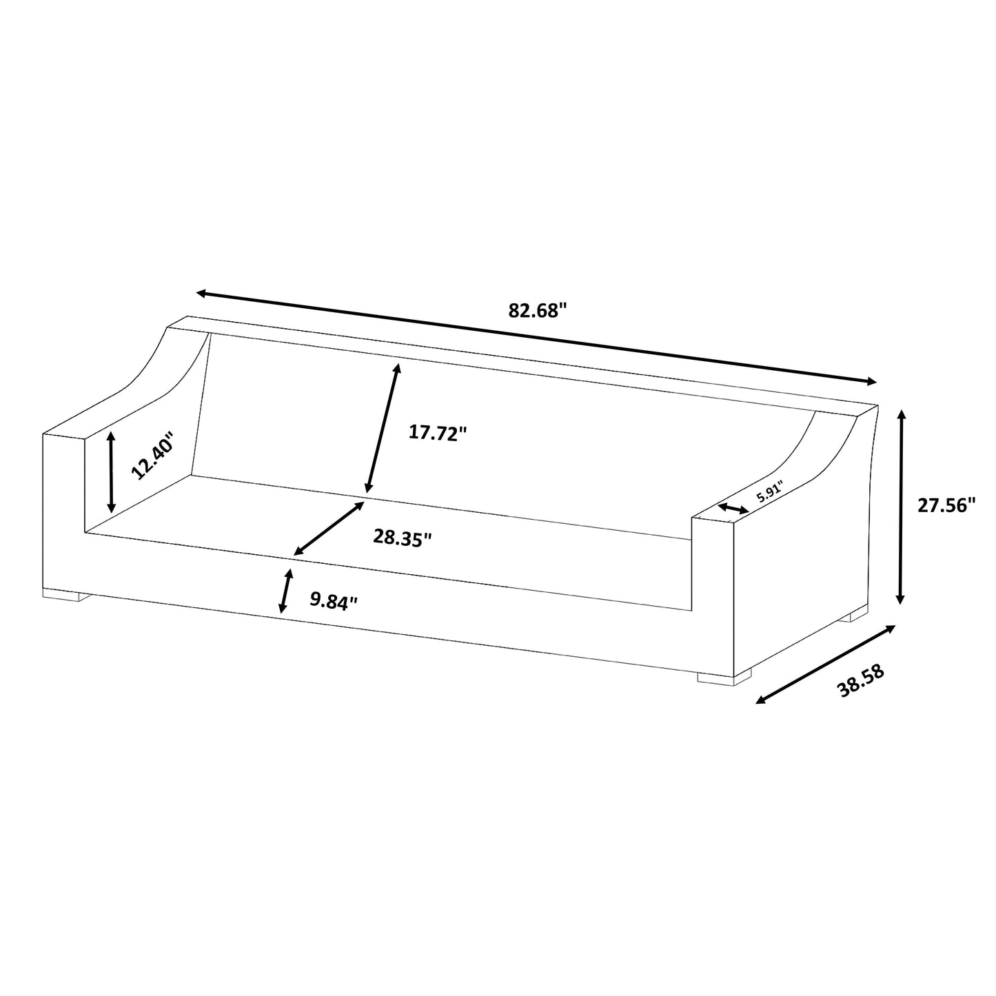 Set di divani rustici Manhattan in vimini da 4 pezzi con vetro temperato
