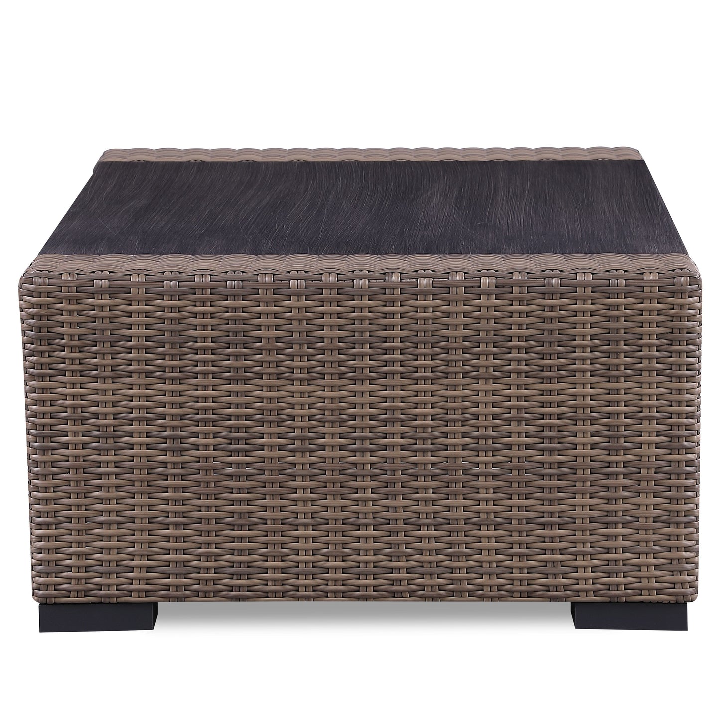 Set di divani rustici Manhattan in vimini da 4 pezzi con vetro temperato