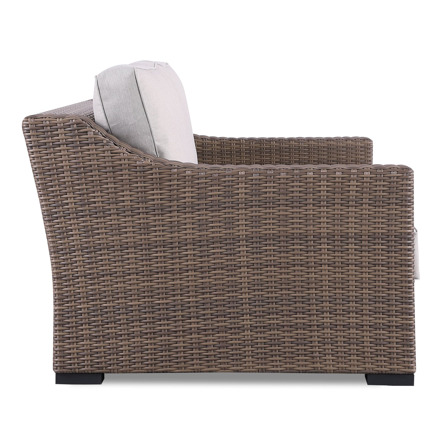 Set di divani rustici Manhattan in vimini da 4 pezzi con vetro temperato