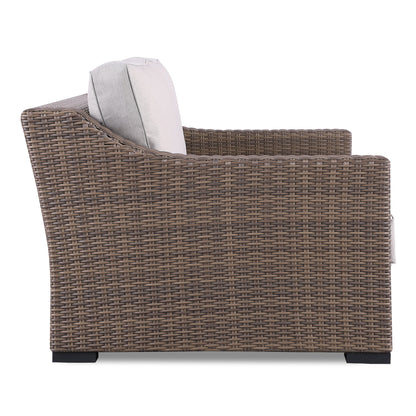 Set di divani rustici Manhattan in vimini da 4 pezzi con vetro temperato