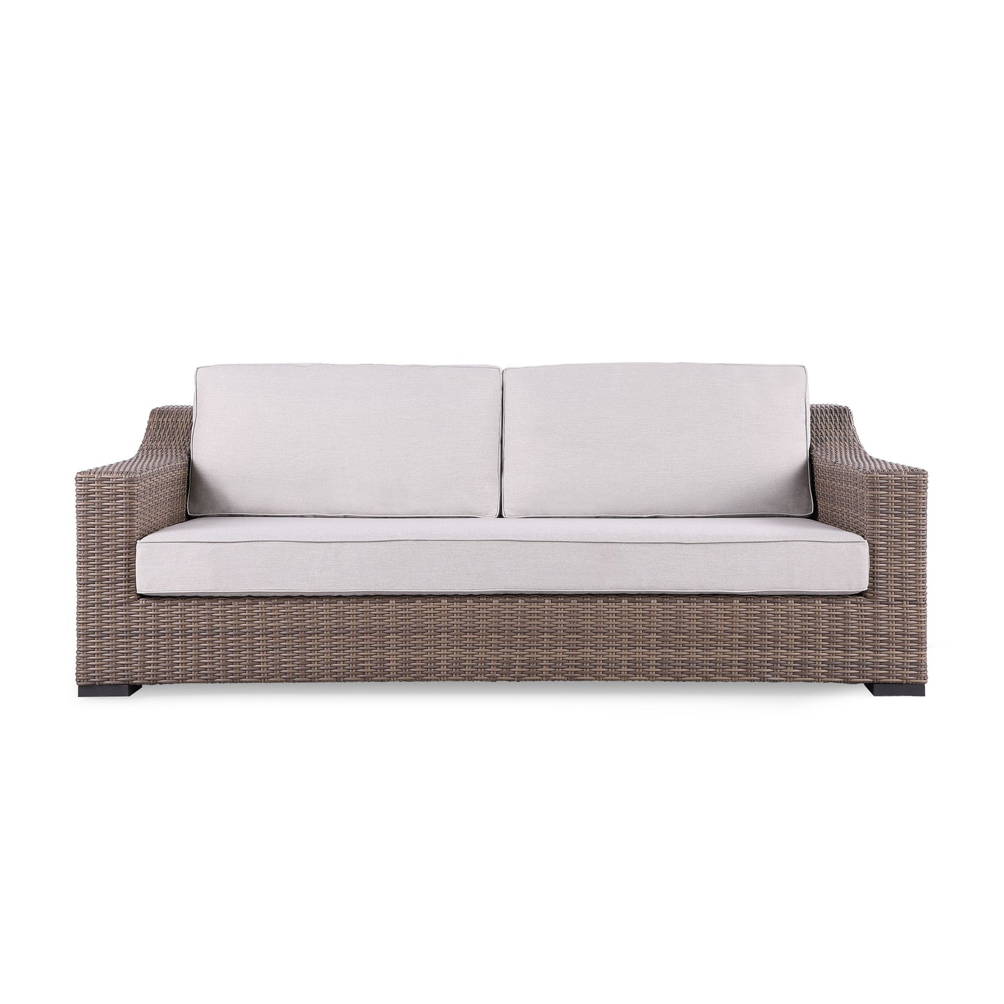 Set di divani rustici Manhattan in vimini da 4 pezzi con vetro temperato