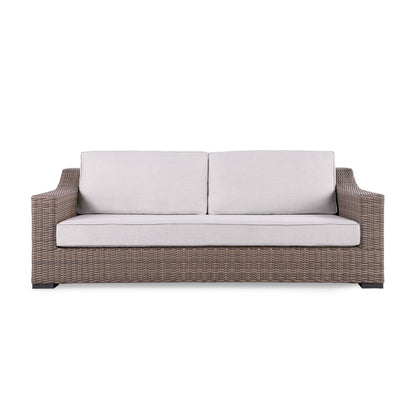 Set di divani rustici Manhattan in vimini da 4 pezzi con vetro temperato