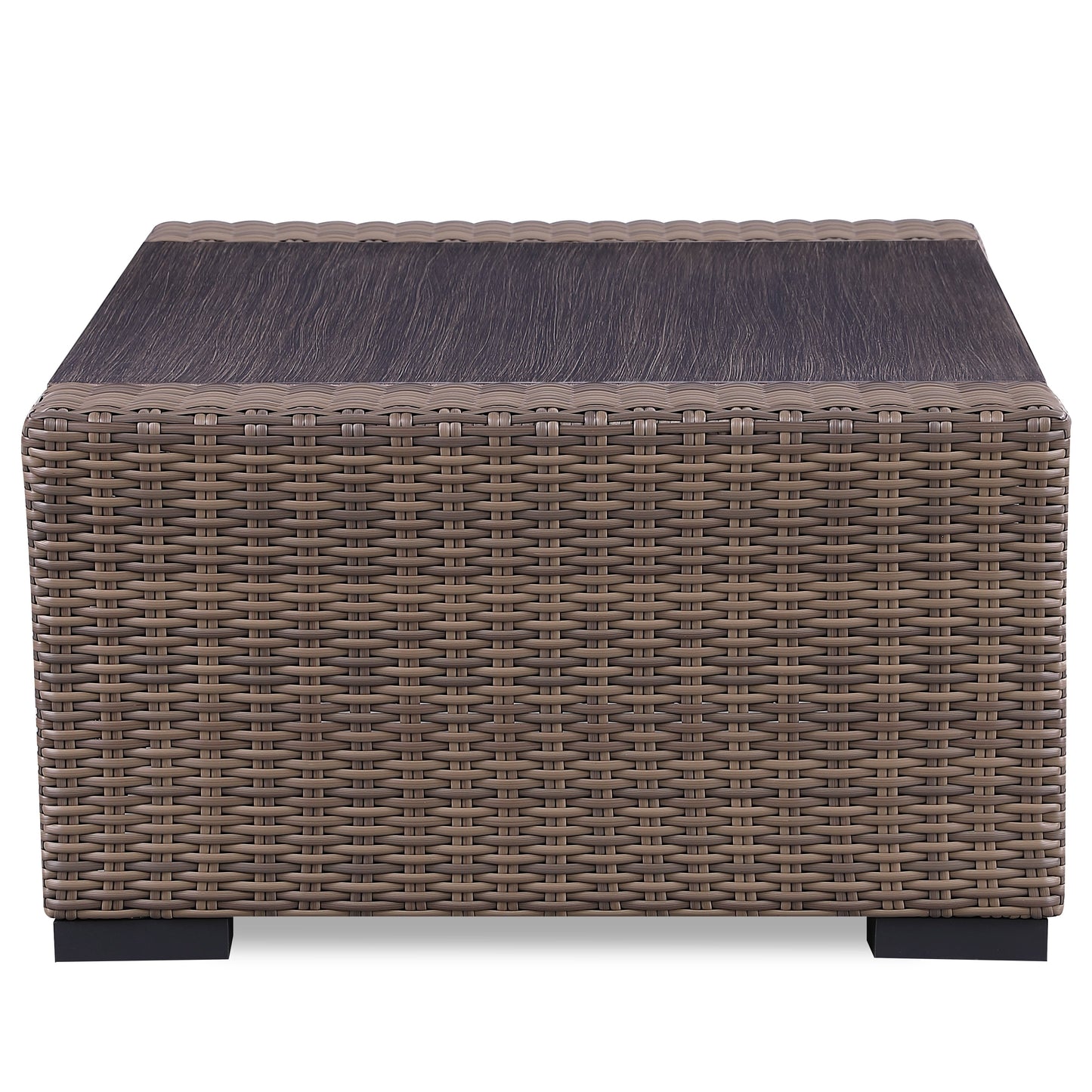 Set di divani rustici Manhattan in vimini da 4 pezzi con vetro temperato