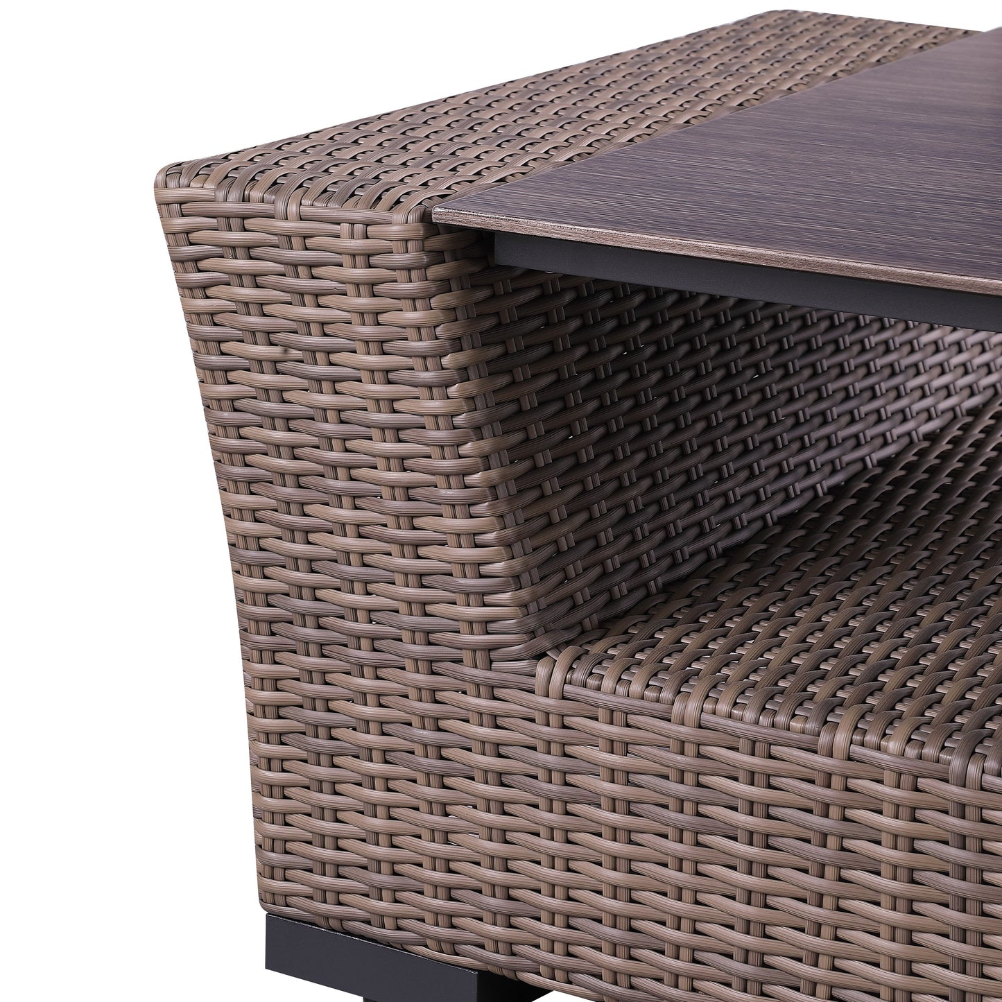 Set di divani rustici Manhattan in vimini da 4 pezzi con vetro temperato