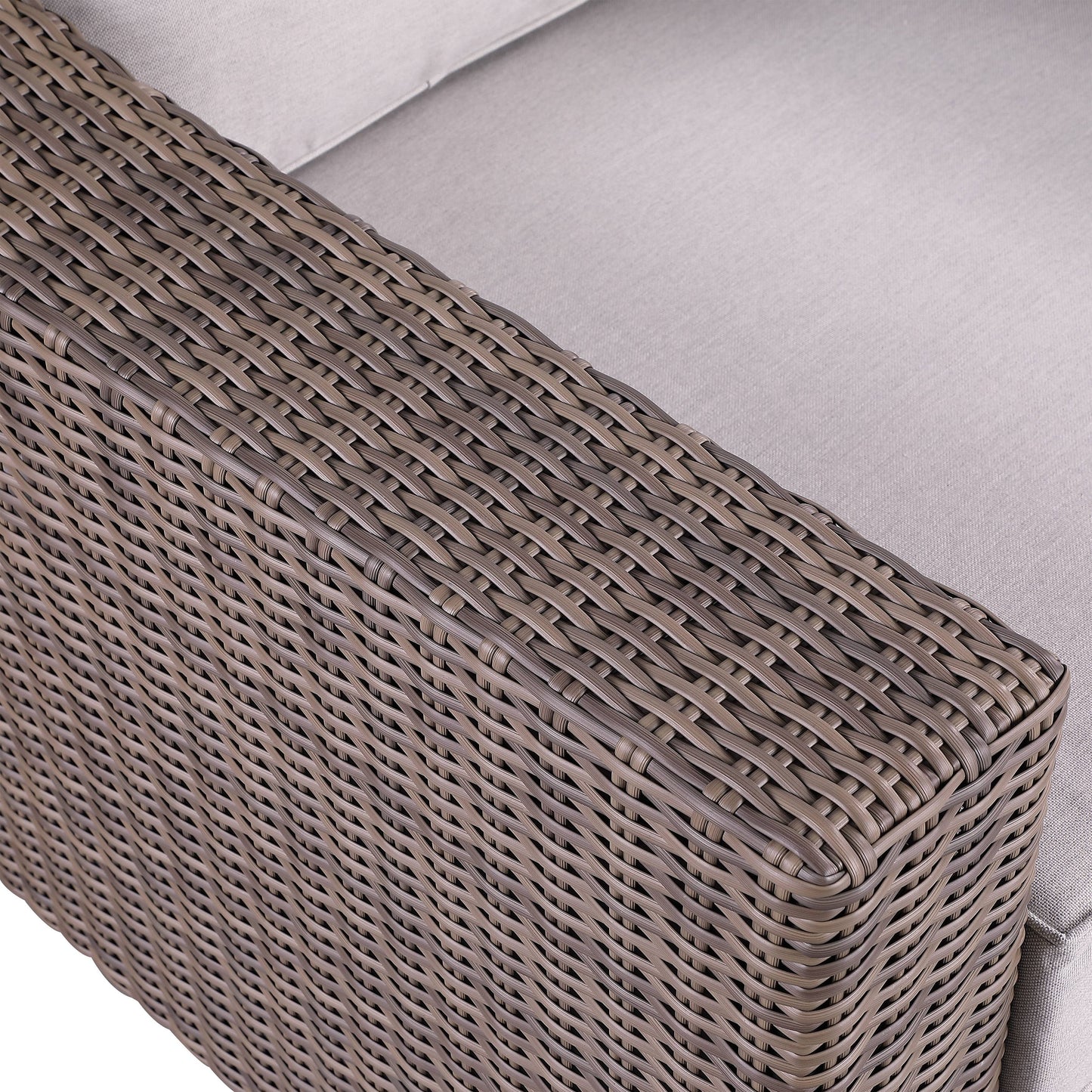 Set di divani rustici Manhattan in vimini da 4 pezzi con vetro temperato