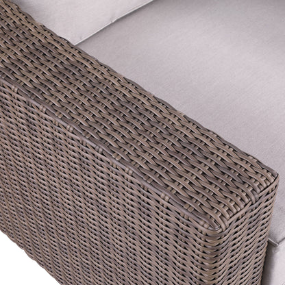 Set di divani rustici Manhattan in vimini da 4 pezzi con vetro temperato