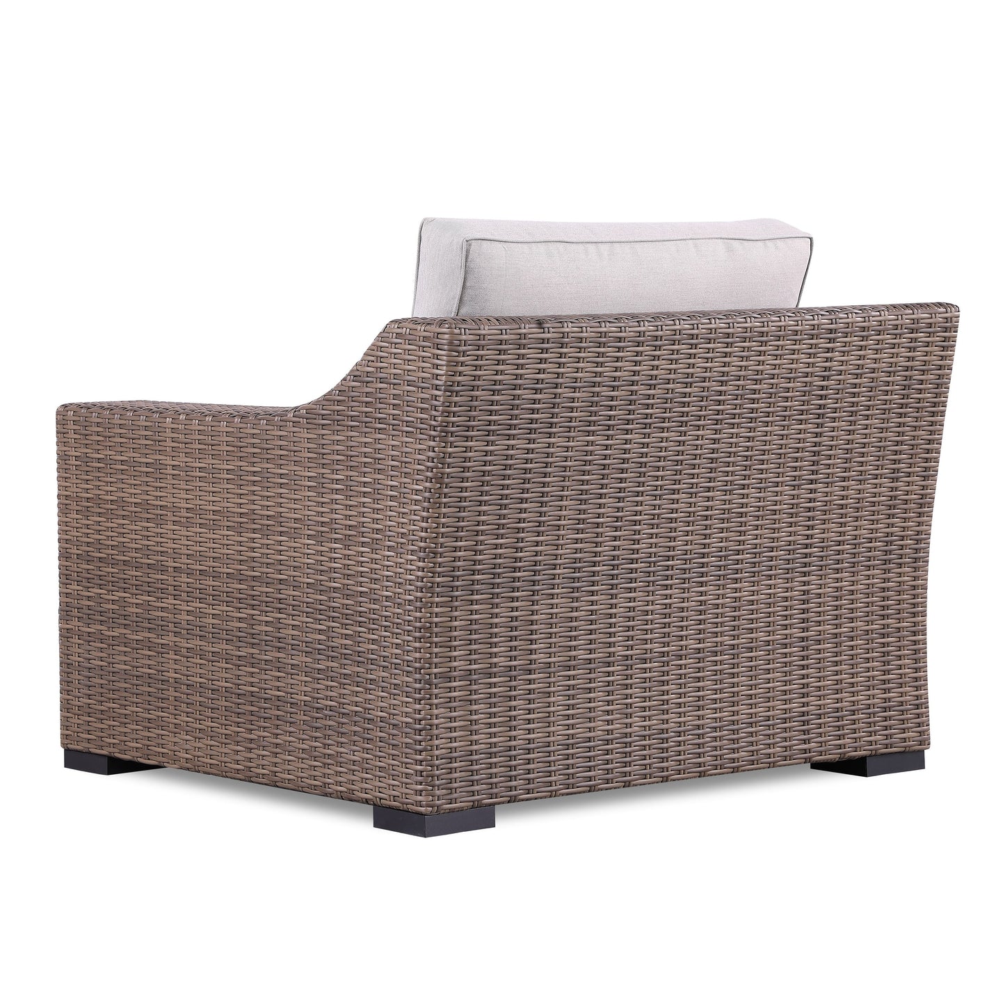 Set di divani rustici Manhattan in vimini da 4 pezzi con vetro temperato