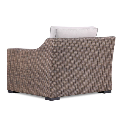 Set di divani rustici Manhattan in vimini da 4 pezzi con vetro temperato