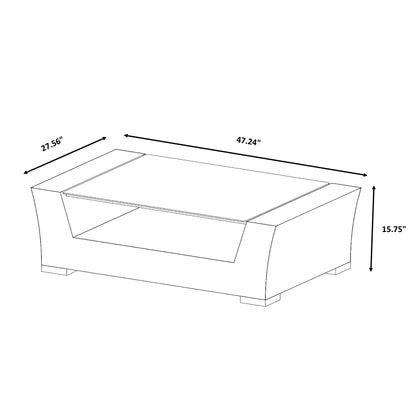 Set di divani rustici Manhattan in vimini da 4 pezzi con vetro temperato