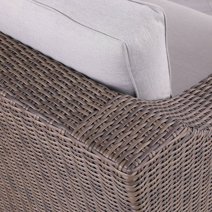 Set di divani rustici Manhattan in vimini da 4 pezzi con vetro temperato