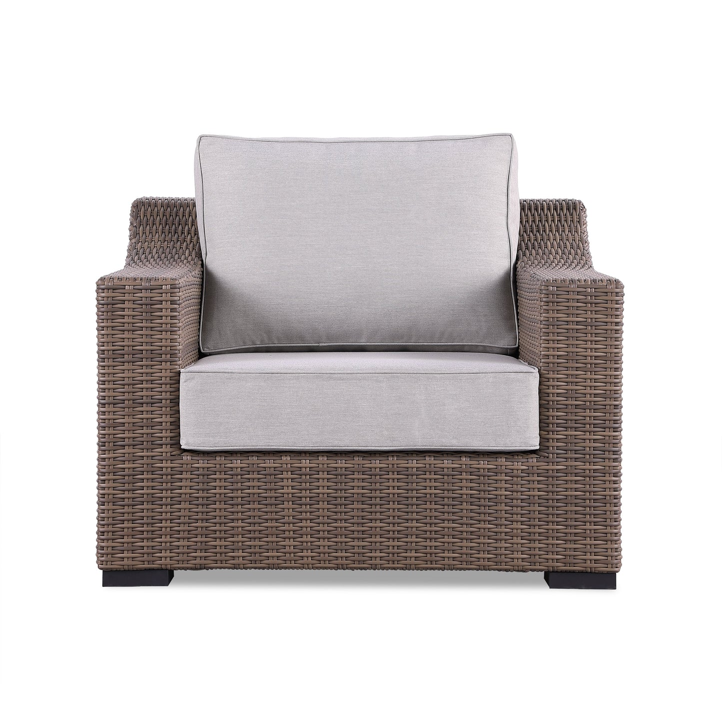 Set di divani rustici Manhattan in vimini da 4 pezzi con vetro temperato