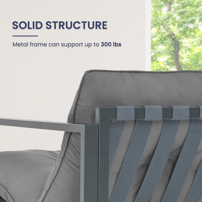 Set da conversazione per patio esterno in metallo da 4 pezzi con cuscini