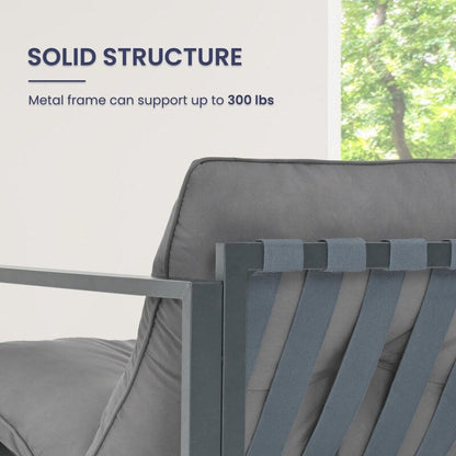 Set da conversazione per patio esterno in metallo da 4 pezzi con cuscini