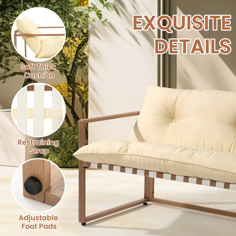 Set da conversazione per patio esterno in metallo da 4 pezzi con cuscini