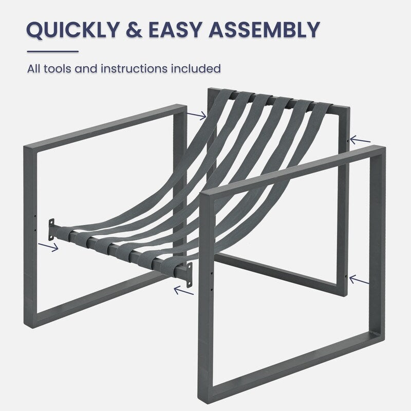 Set da conversazione per patio esterno in metallo da 4 pezzi con cuscini