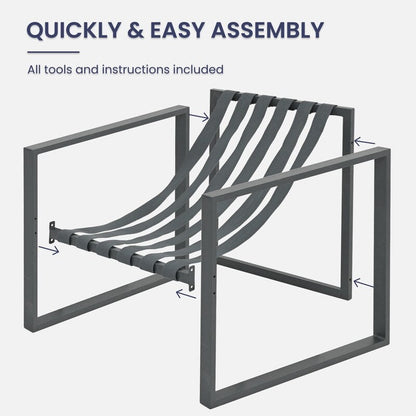 Set da conversazione per patio esterno in metallo da 4 pezzi con cuscini