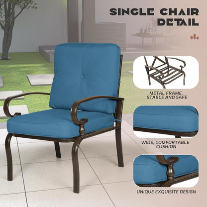 Set da conversazione per esterni in metallo da 4 pezzi con divano a due posti