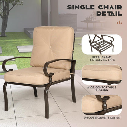 Set da conversazione per esterni in metallo da 4 pezzi con divano a due posti