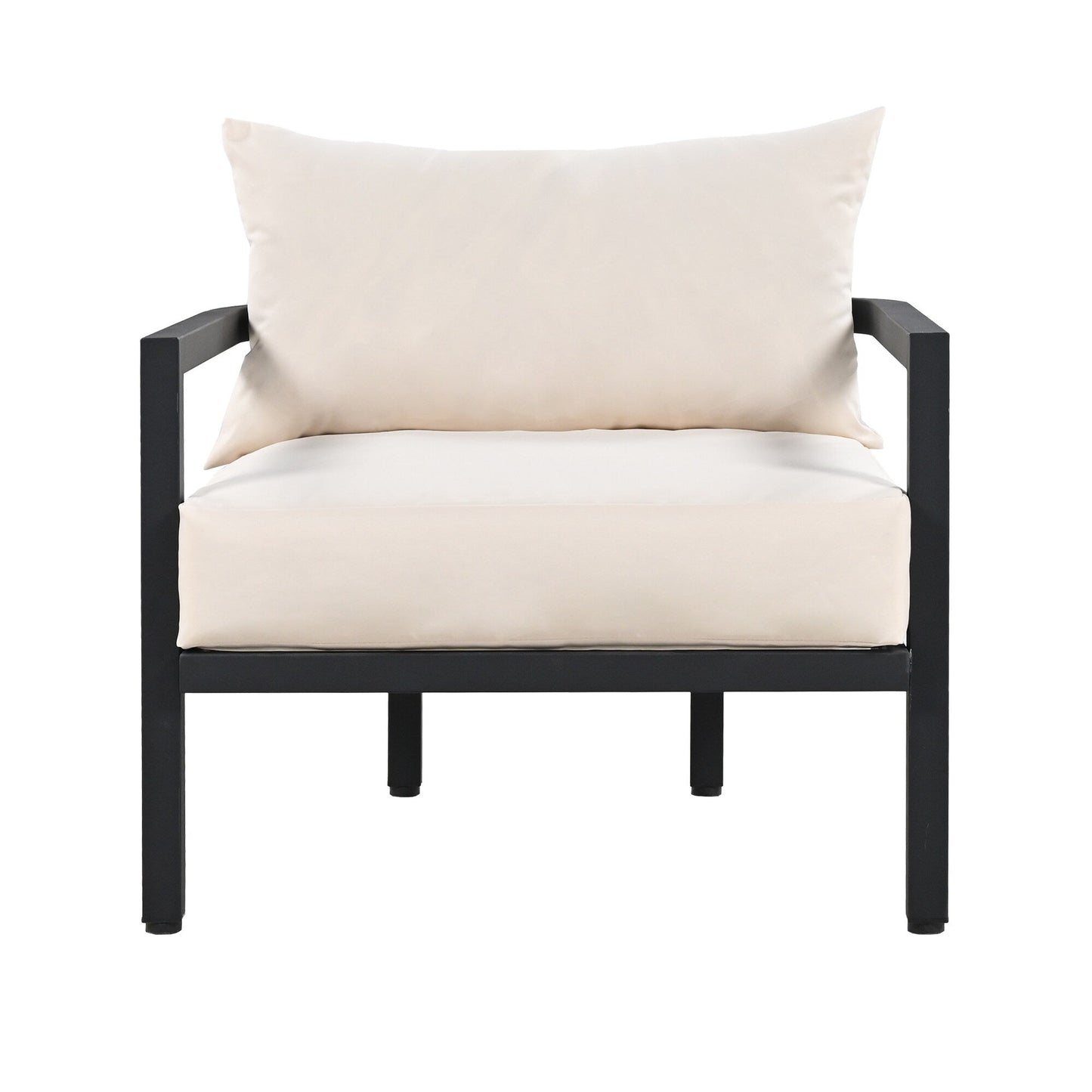 Set di divani da conversazione da esterno in acciaio da 4 pezzi e 5 posti con tavolino, impermeabile, antiruggine e anti-UV