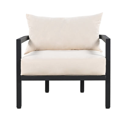 Set di divani da conversazione da esterno in acciaio da 4 pezzi e 5 posti con tavolino, impermeabile, antiruggine e anti-UV