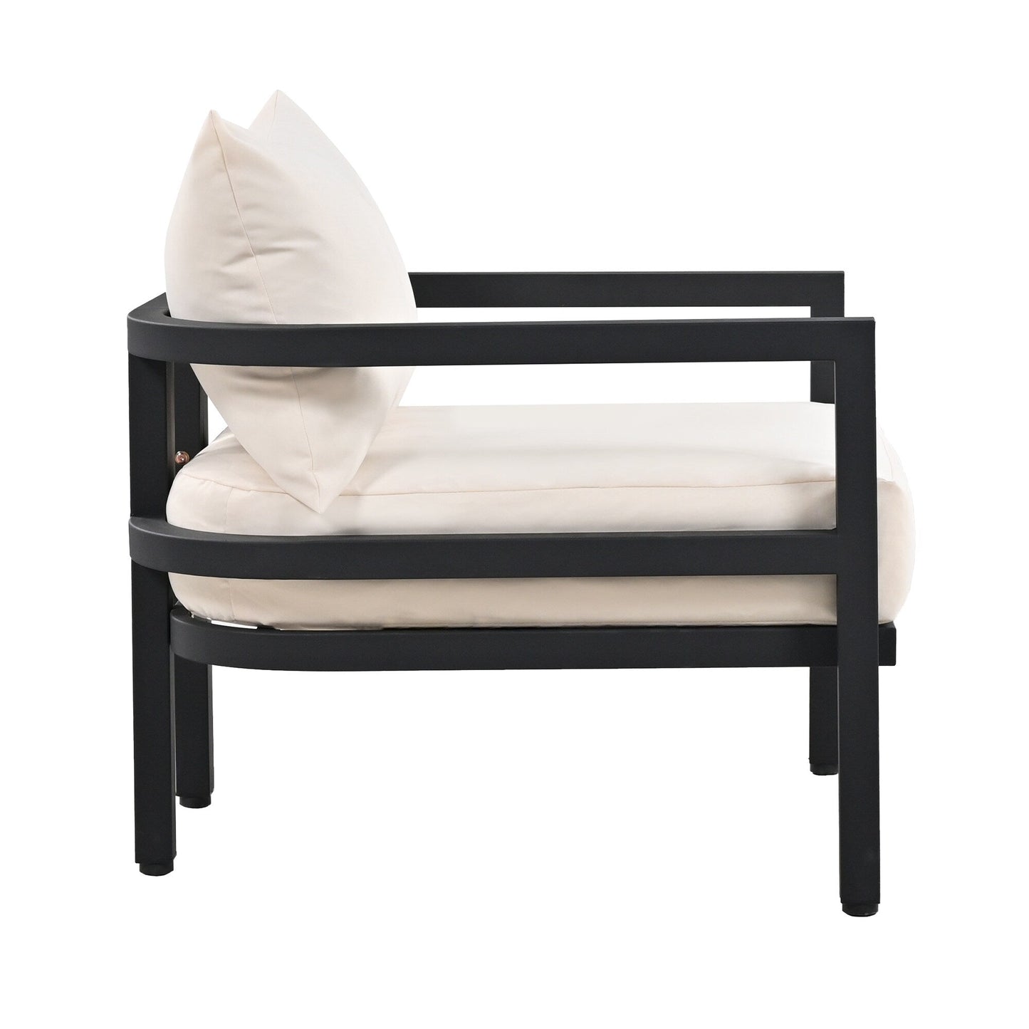 Set di divani da conversazione da esterno in acciaio da 4 pezzi e 5 posti con tavolino, impermeabile, antiruggine e anti-UV