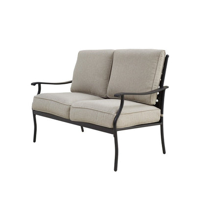 Patio Festival - Set da conversazione con divano a due posti in metallo da esterno, 4 pezzi