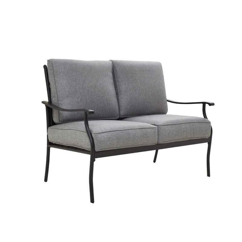 Patio Festival - Set da conversazione con divano a due posti in metallo da esterno, 4 pezzi