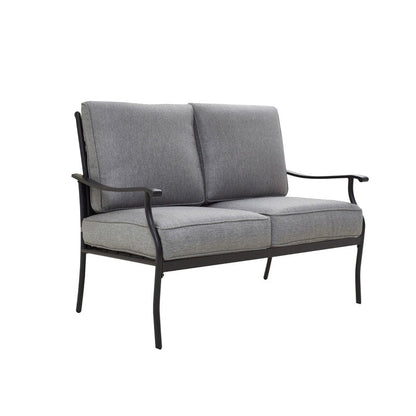 Patio Festival - Set da conversazione con divano a due posti in metallo da esterno, 4 pezzi