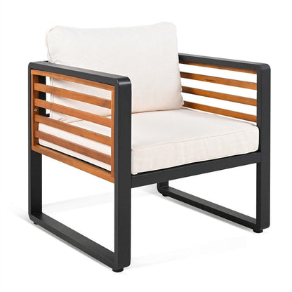 Set di mobili da esterno per patio da 4 pezzi, set da bistrot, set da conversazione per patio con tavolino da caffè e cuscino rimovibile, set di sedute per esterni