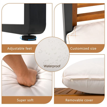 Set di mobili da esterno per patio da 4 pezzi, set da bistrot, set da conversazione per patio con tavolino da caffè e cuscino rimovibile, set di sedute per esterni