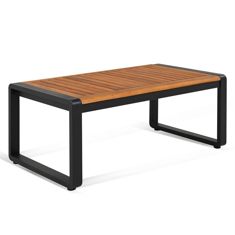 Set di mobili da esterno per patio da 4 pezzi, set da bistrot, set da conversazione per patio con tavolino da caffè e cuscino rimovibile, set di sedute per esterni