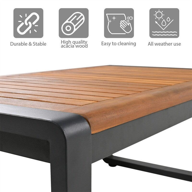 Set di mobili da esterno per patio da 4 pezzi, set da bistrot, set da conversazione per patio con tavolino da caffè e cuscino rimovibile, set di sedute per esterni