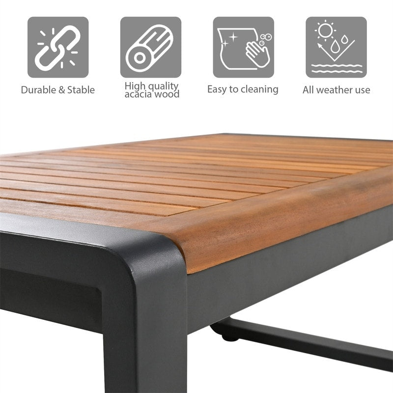 Set di mobili da esterno per patio da 4 pezzi, set da bistrot, set da conversazione per patio con tavolino da caffè e cuscino rimovibile, set di sedute per esterni