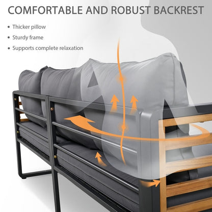 Set di mobili da esterno per patio da 4 pezzi, set da bistrot, set da conversazione per patio con tavolino da caffè e cuscino rimovibile, set di sedute per esterni