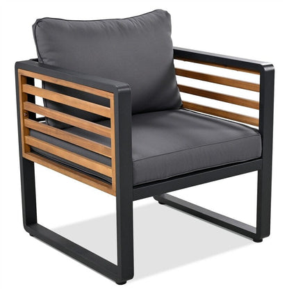 Set di mobili da esterno per patio da 4 pezzi, set da bistrot, set da conversazione per patio con tavolino da caffè e cuscino rimovibile, set di sedute per esterni