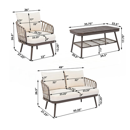 Set di mobili da esterno per patio da 4 pezzi