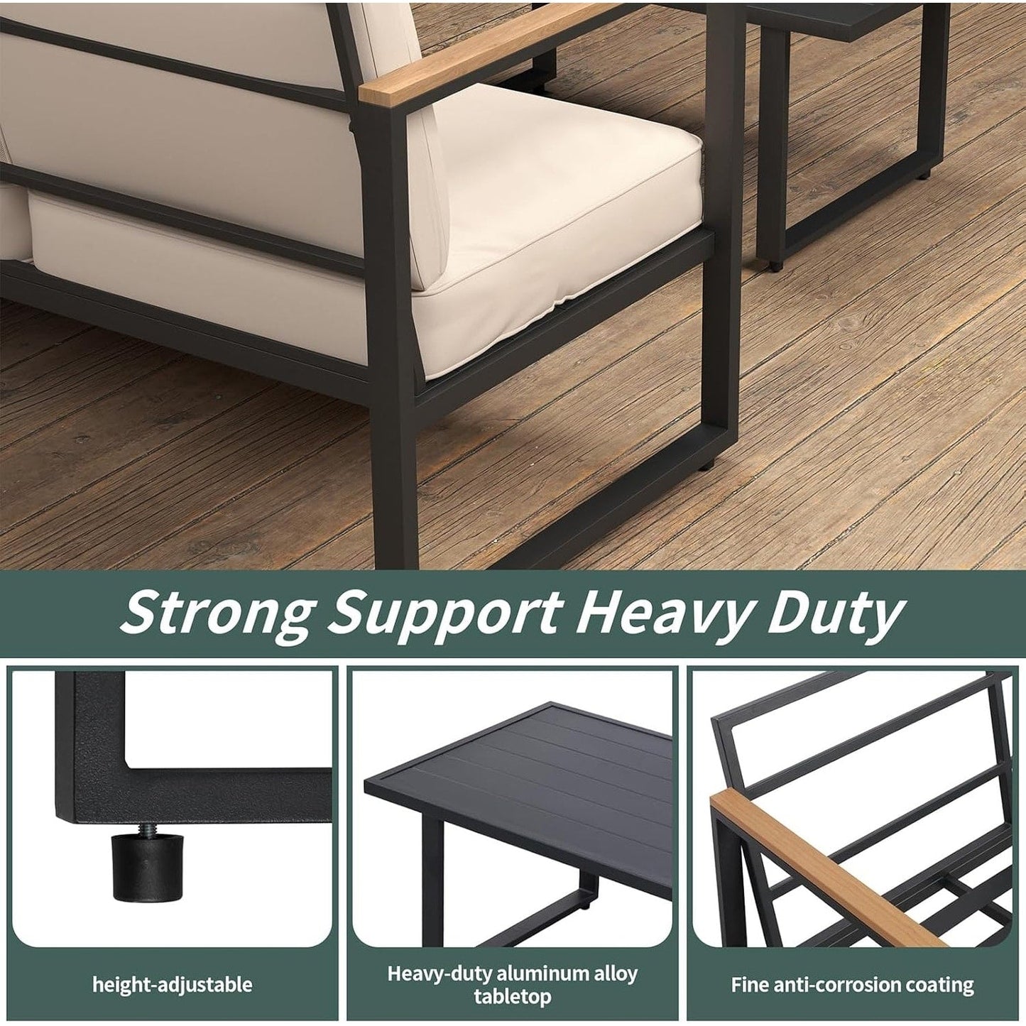 Set da conversazione in metallo, 4 pezzi, per esterni