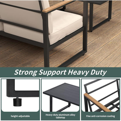 Set da conversazione in metallo, 4 pezzi, per esterni