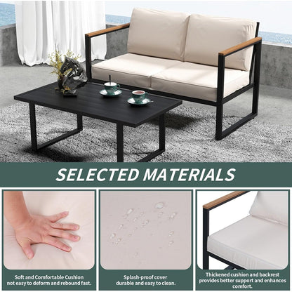 Set da conversazione in metallo, 4 pezzi, per esterni