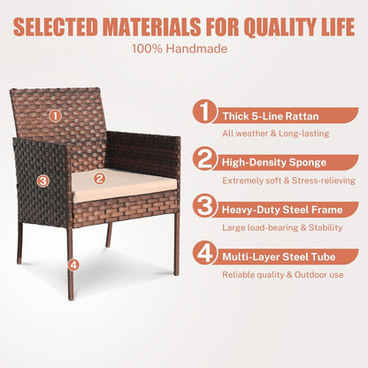 Set di mobili da esterno in vimini da 4 pezzi con tavolo, divanetto e 2 sedie