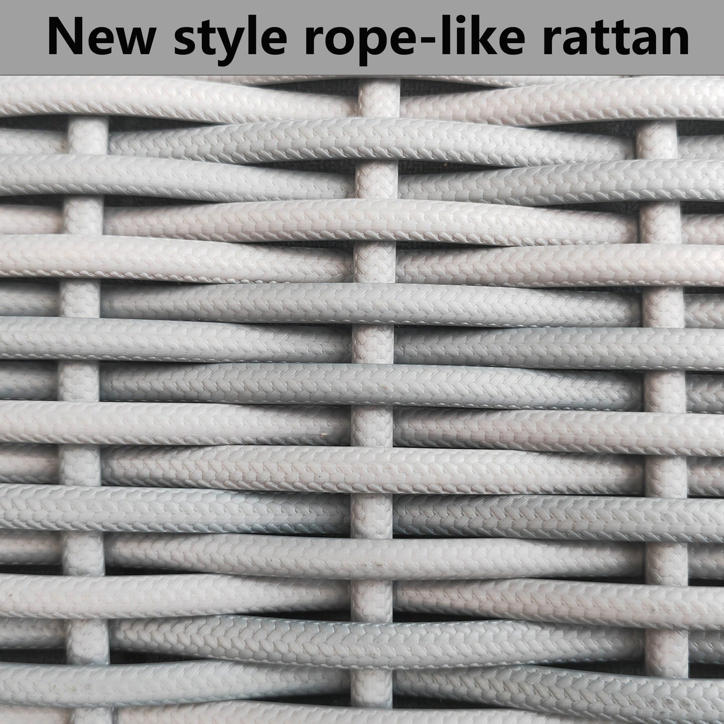 Set di mobili da giardino da 4 pezzi, set da conversazione in vimini per veranda, divano in rattan grigio con cuscino e tavolo