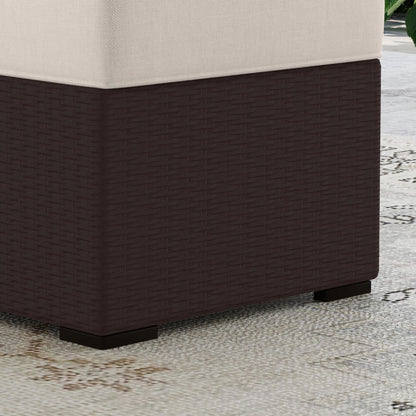 Set di 4 poltrone e pouf da esterno in rattan Palm Springs con cuscini di Homestyles