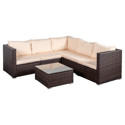 Set da conversazione per patio da 4 pezzi, set di mobili da giardino con cuscini spessi, divano componibile per esterni, divano in vimini per esterni con tavolino da caffè