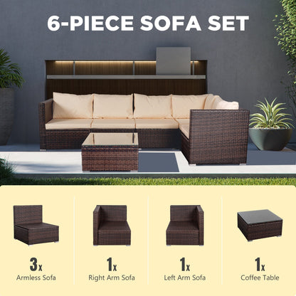 Set da conversazione per patio da 4 pezzi, set di mobili da giardino con cuscini spessi, divano componibile per esterni, divano in vimini per esterni con tavolino da caffè