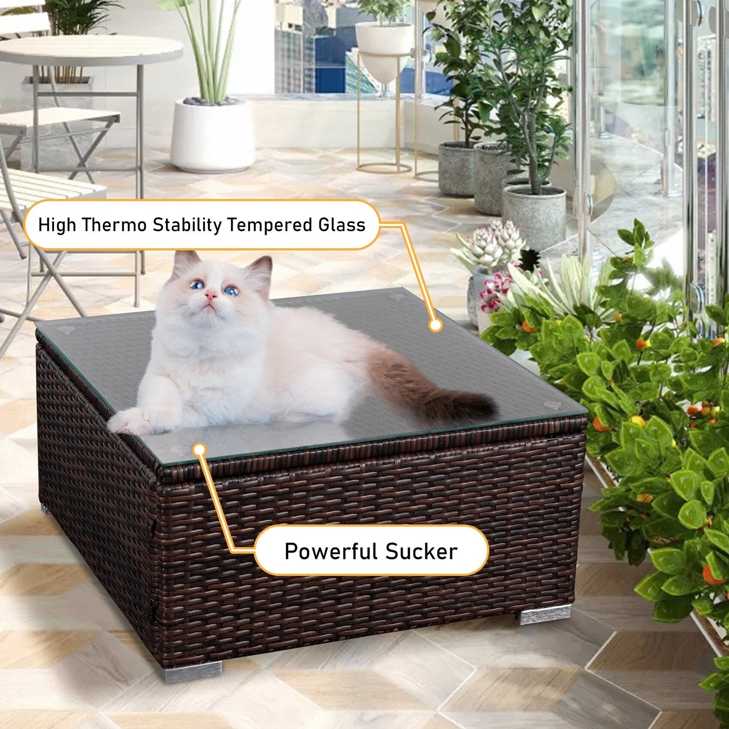 Set da conversazione per patio da 4 pezzi, set di mobili da giardino con cuscini spessi, divano componibile per esterni, divano in vimini per esterni con tavolino da caffè