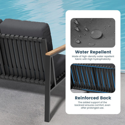 Set da conversazione per patio da 4 pezzi con cuscini e sedie a dondolo