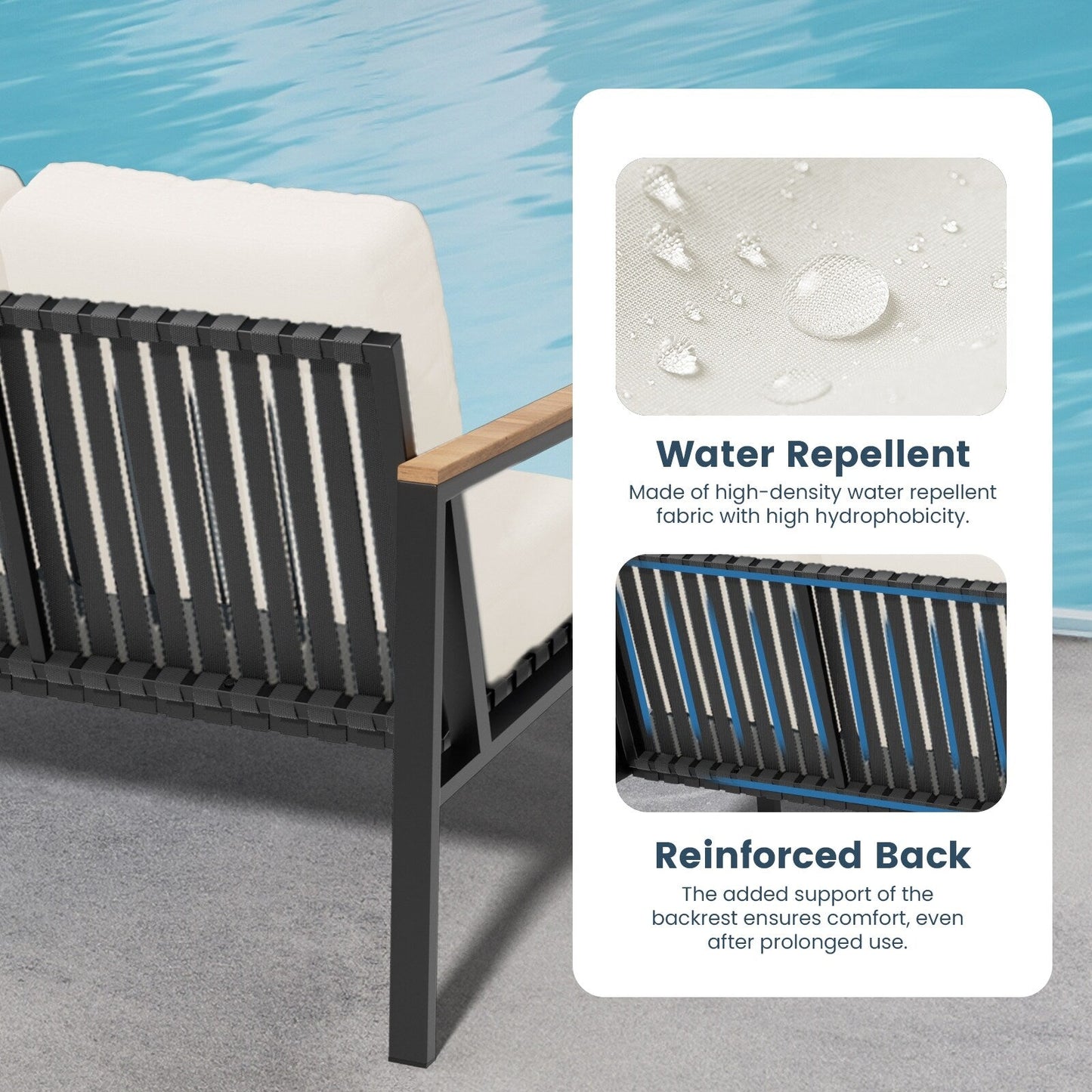 Set da conversazione per patio da 4 pezzi con cuscini e sedie a dondolo